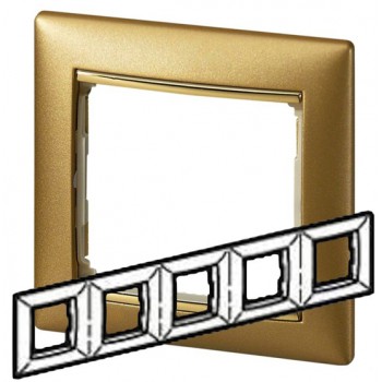 Рамка установочная 5-постовая горизонтальная цвет матовое золото/золото Legrand серии Valena
